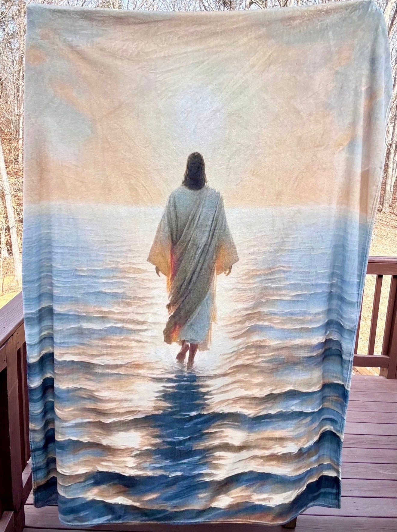 Jesus walking on water blanket