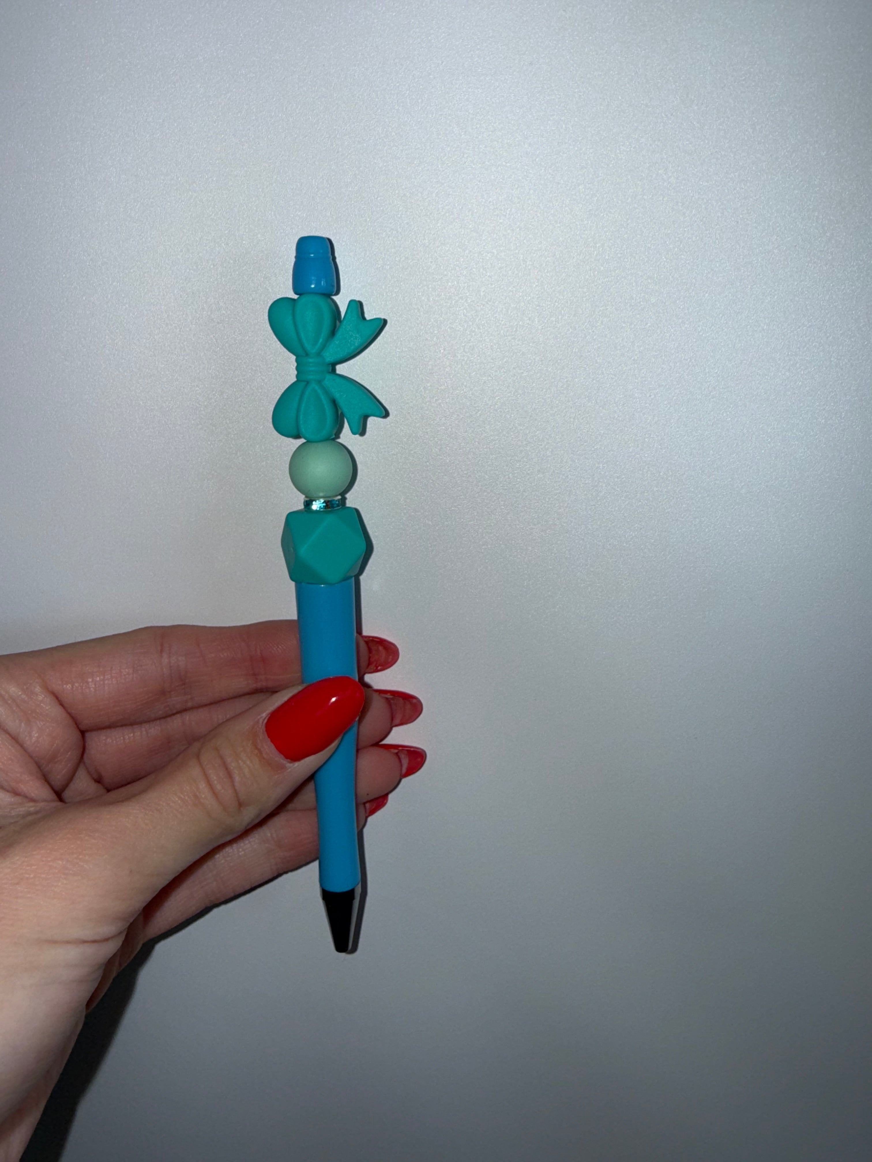 Teal bow (beadable pen)
