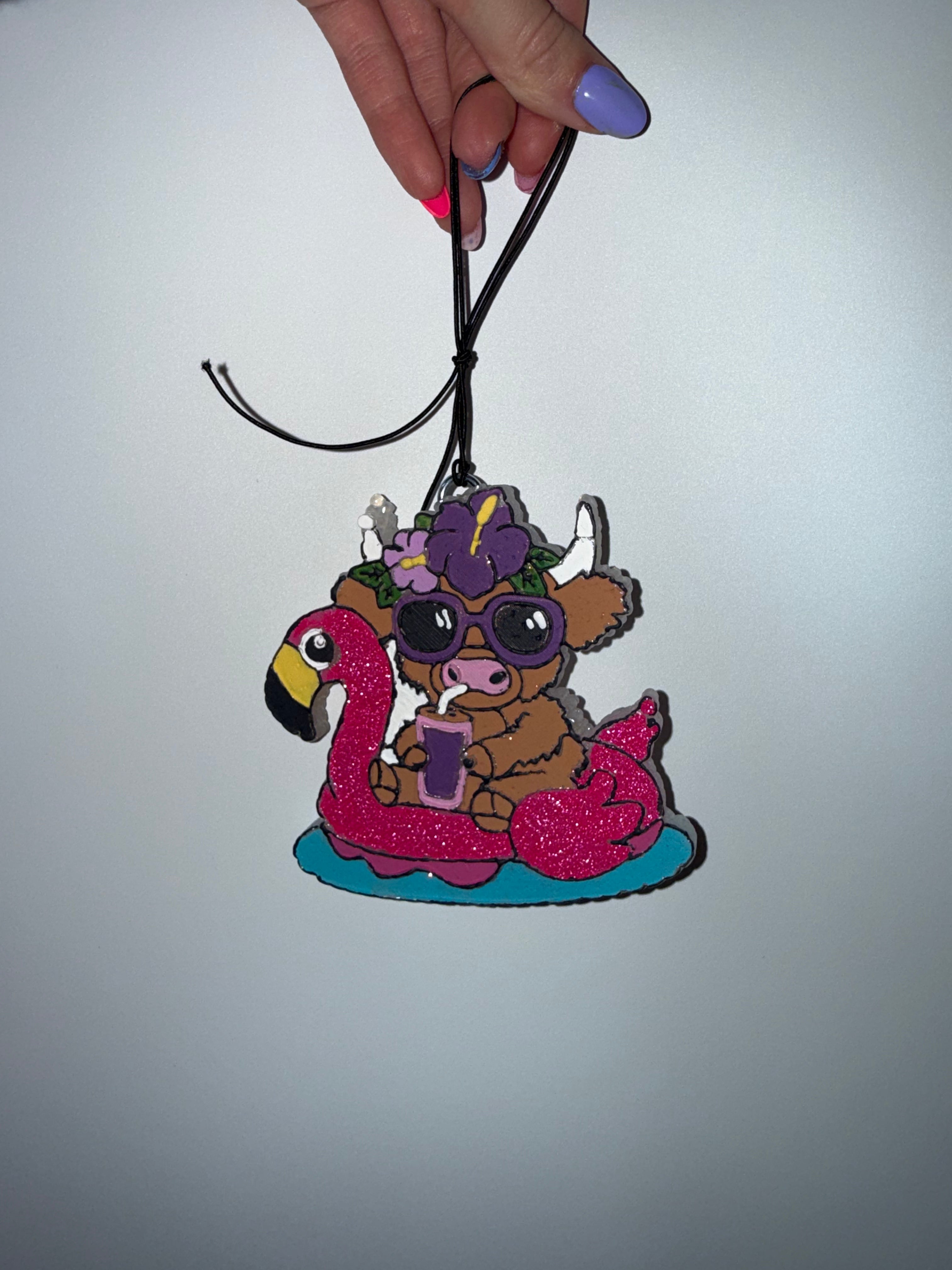 Cow on float (car freshie)