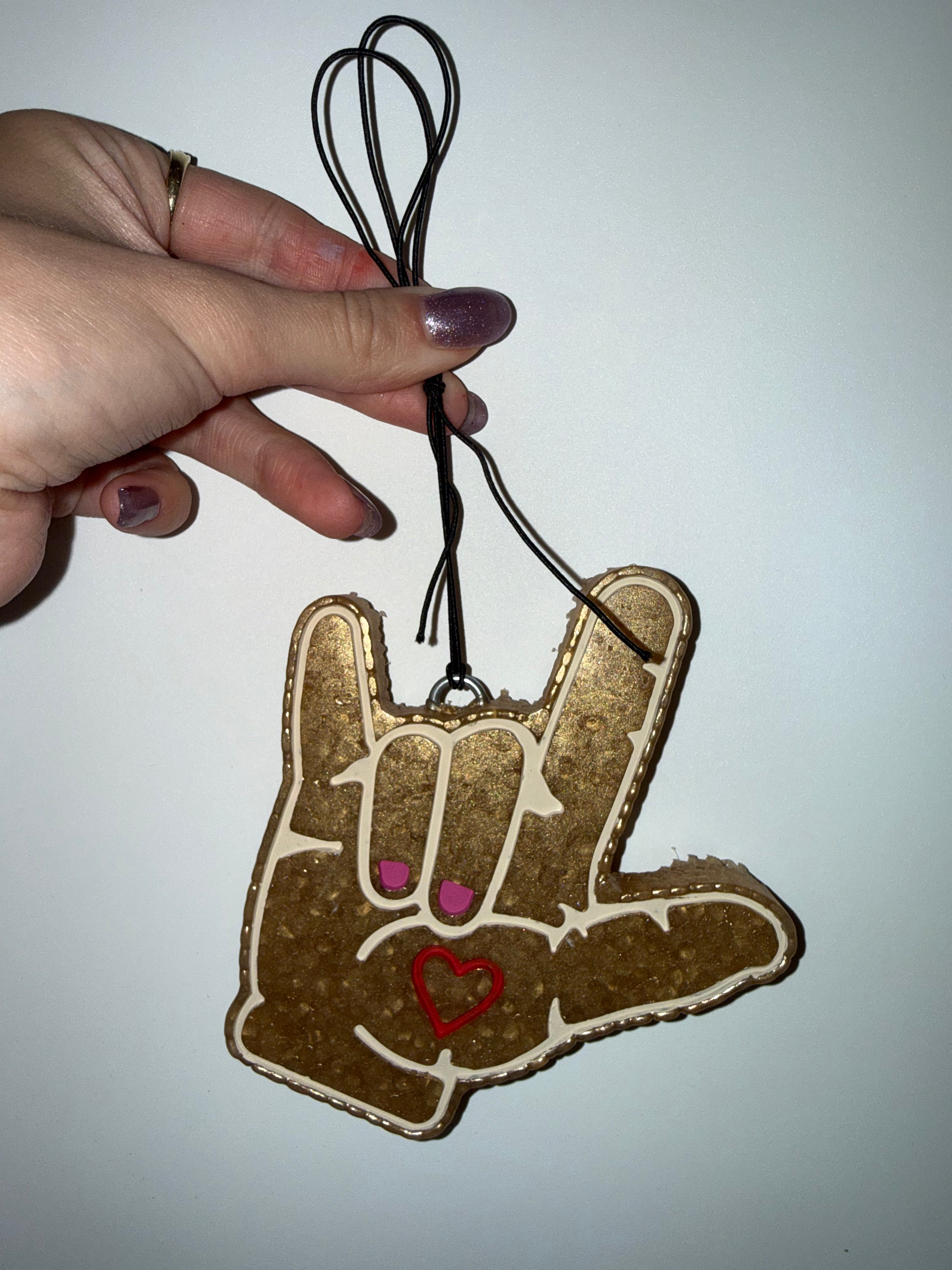 ILY hand (car freshie)