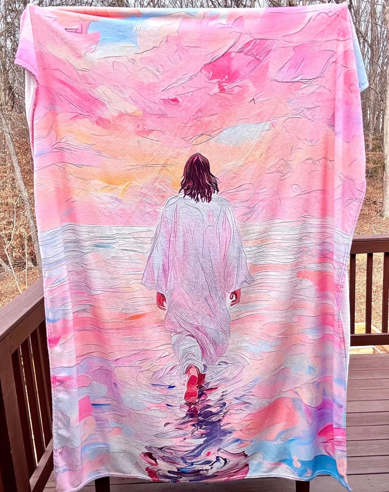 Jesus walking on water blanket