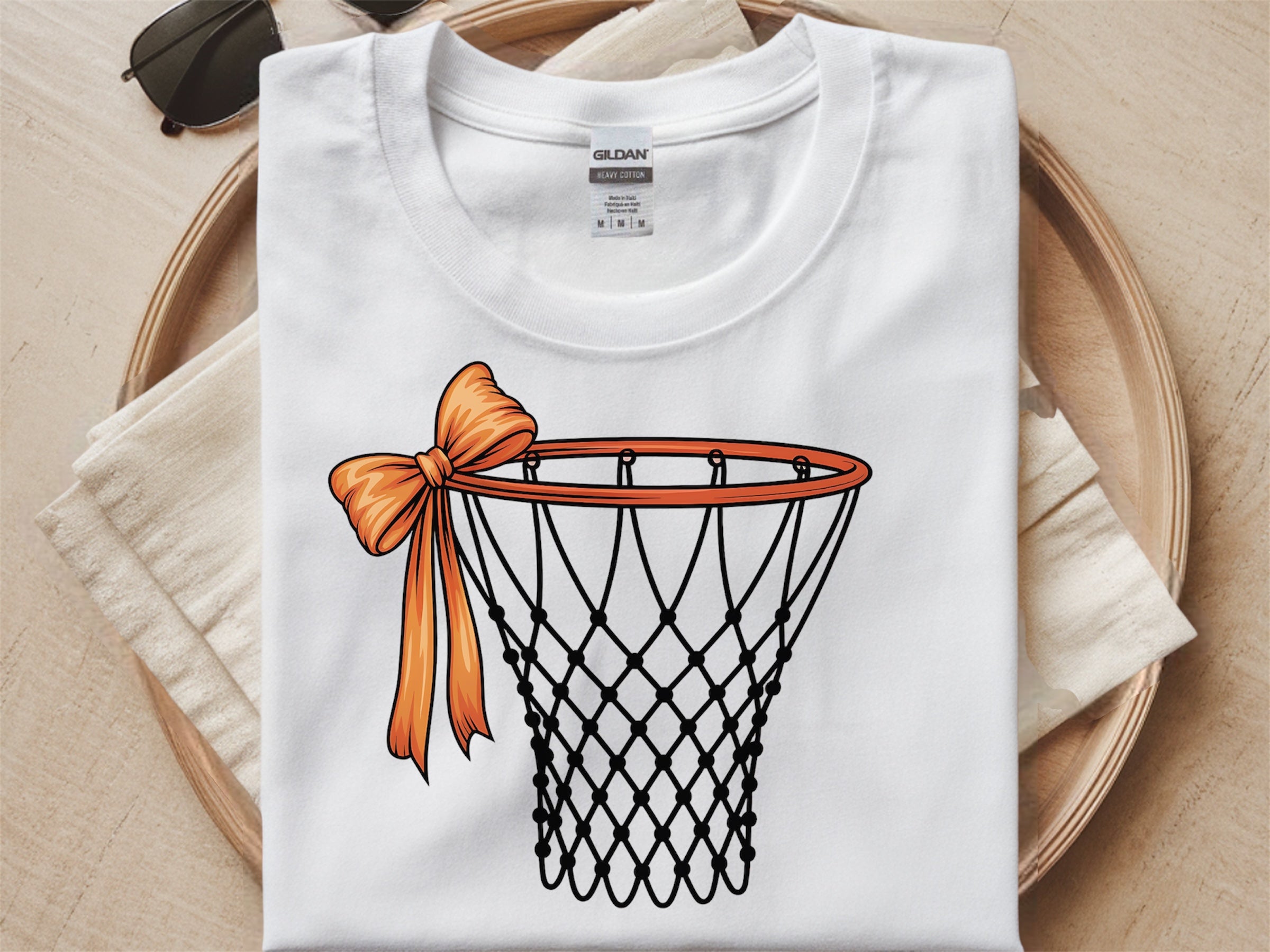 Basketball hoop with bow