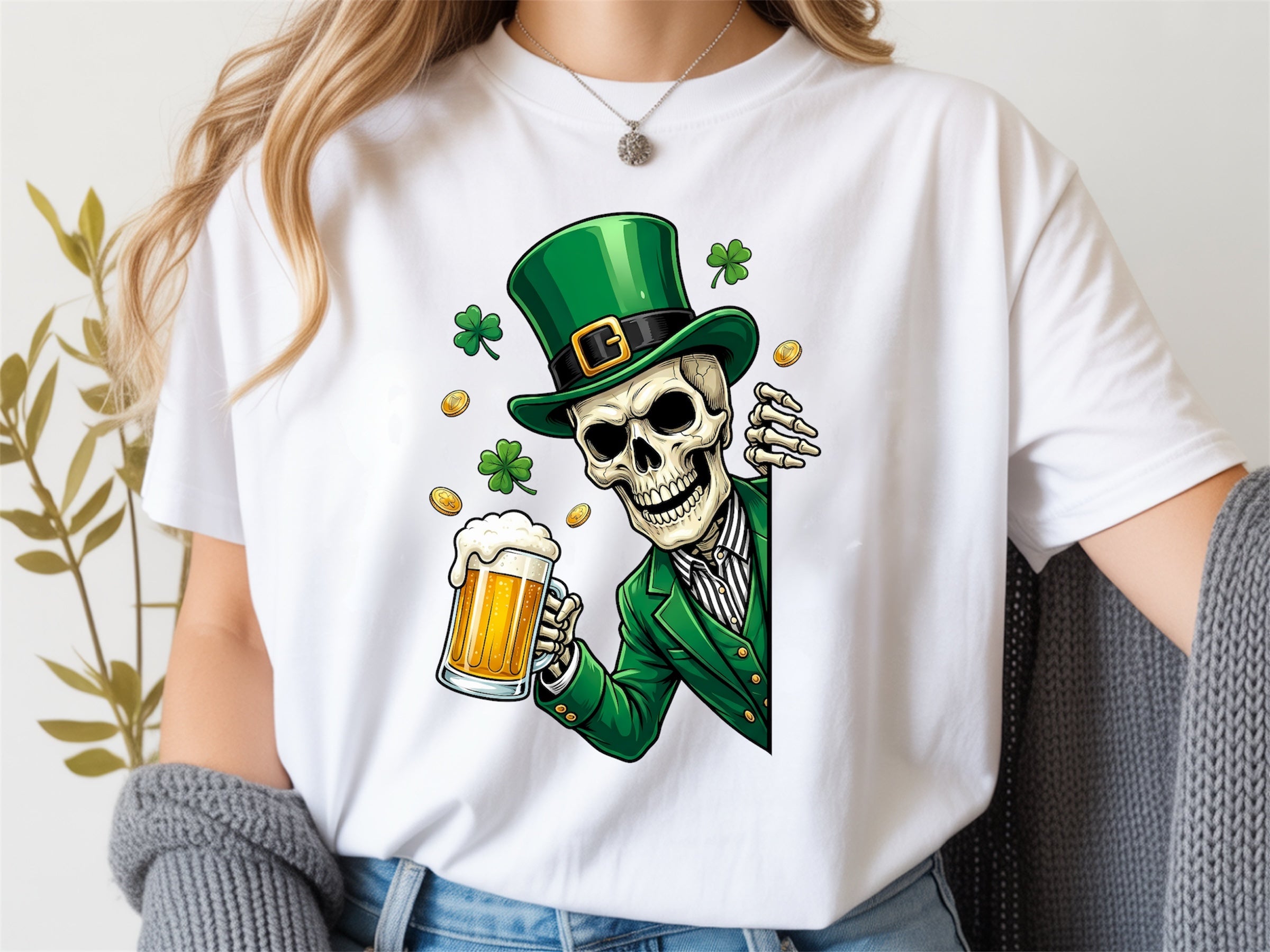 Skeleton and beer